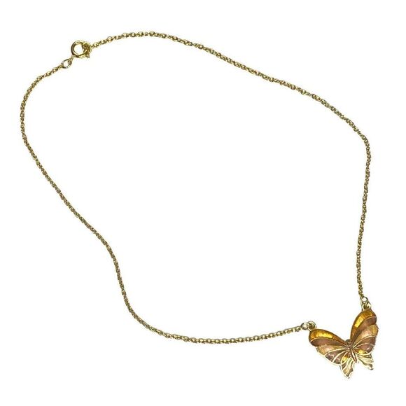 Vintage 90’s Butterfly Charm Choker Necklace - 16” - Picture 1 of 5